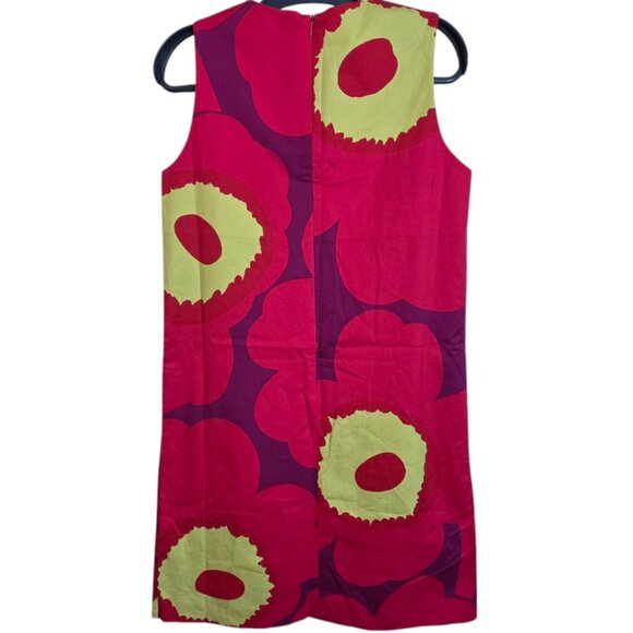 Marimekko Women Dress Silk Unikko Pattern Sleeveless Multicolor Back Zip Size 34 - Picture 3 of 16